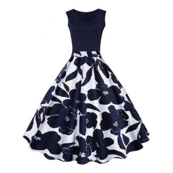 Dresses & Skirts - Vintage Print A Line High Waisted Dress